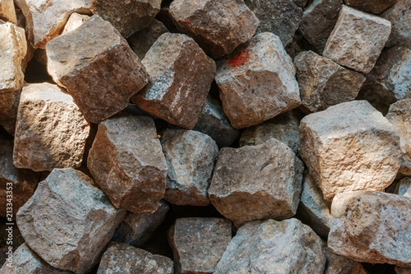 Fototapeta Pile of granite cobblestone