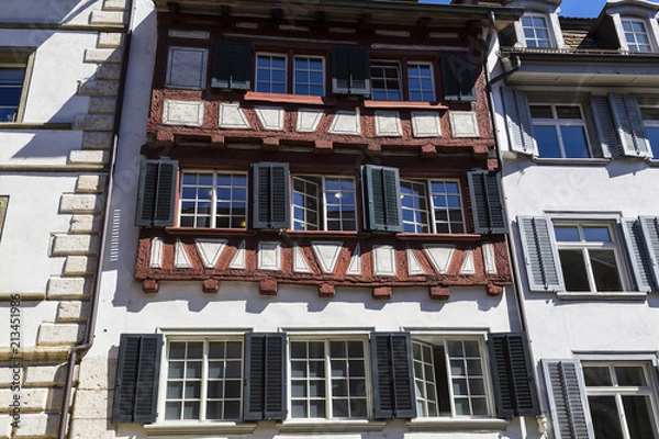 Fototapeta Сolorful facade of an old European house