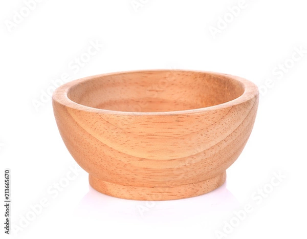 Fototapeta wooden bowl on white background.