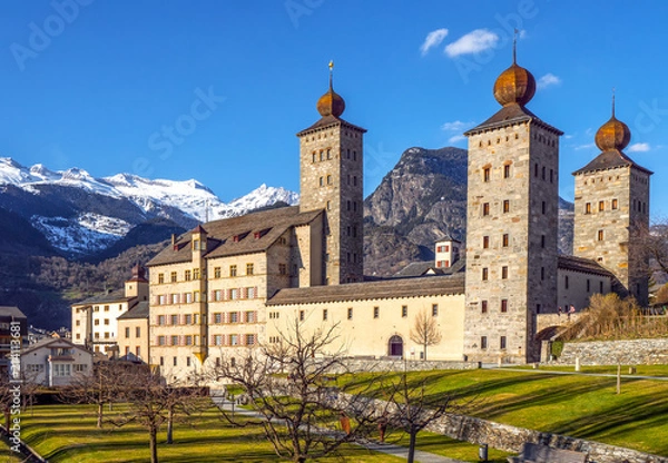 Fototapeta Schloss Brig Wallis Schweiz