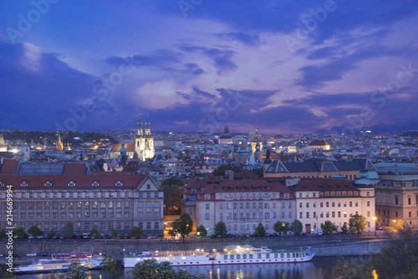 Fototapeta Beautiful view of Charles Bridge, Old Town and Old Town Tower of Charles Bridge, Czech Republic