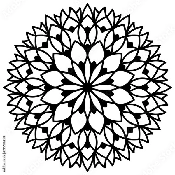 Fototapeta Vector mandala for coloring book. Laser cutting flower. Floral ornament for antistress adult drawing. Complex design.