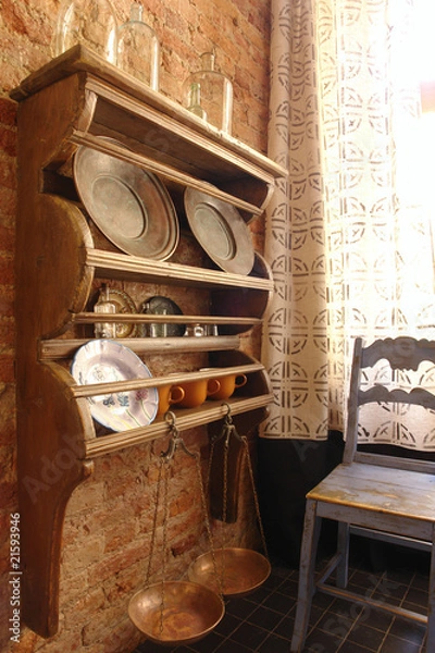 Fototapeta cabinet for tableware in kitchen