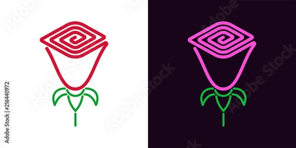 Fototapeta Icon of Rose flower in outline style