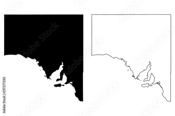 Fototapeta South Australia (Australian states and territories, SA) map vector illustration, scribble sketch South Australia map