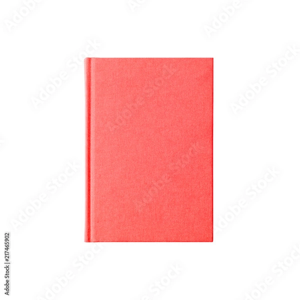 Fototapeta Isolated red book notebook planner bright soft scarlet coloron white background