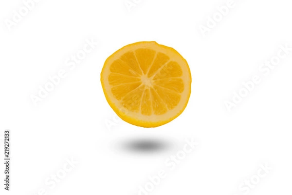 Fototapeta cutted fresh lemon with shadow isolated on white background