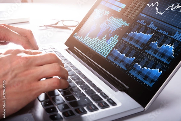 Fototapeta Businessman Analyzing Graph On Laptop