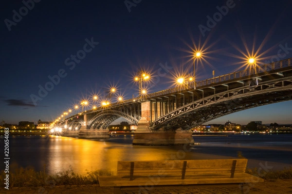 Fototapeta Cityscape of Mainz with Theodor-Heuss-Bridge