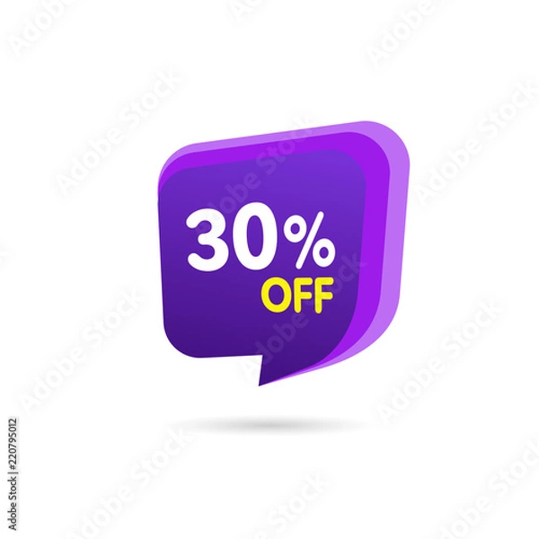 Fototapeta Sale Discount Banner. Discount offer price tag. Special offer sale purple label. Vector Modern Sticker Illustration. Isolated Background