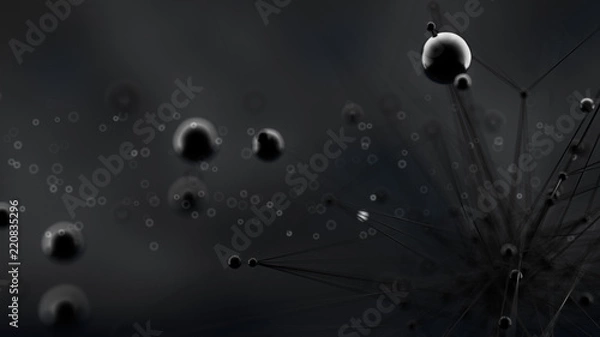 Fototapeta Fantastic, abstract, black, space background. 3d illustration, 3d rendering.