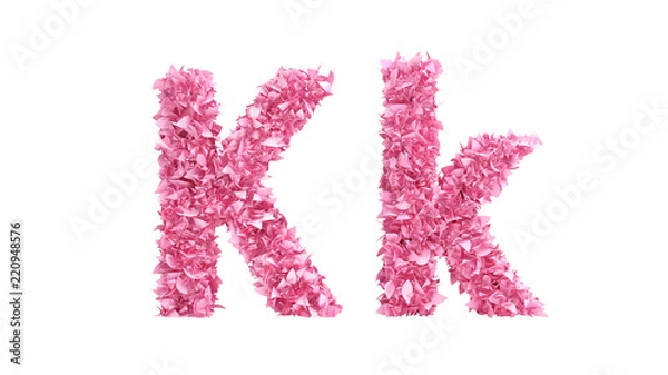 Fototapeta Pink flowers font. 3d illustration, 3d rendering.