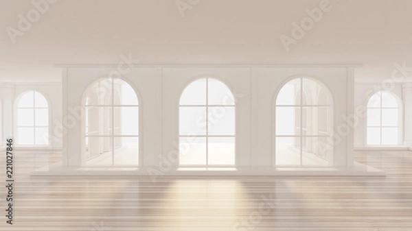 Fototapeta Luxurious white empty interior. 3d illustration, 3d rendering.