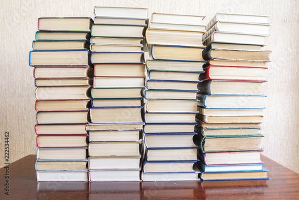 Fototapeta Stack of Used Old Books Background