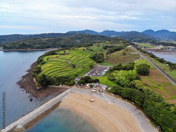 Fototapeta Aerial view of Shoreline, Ooita, Japan