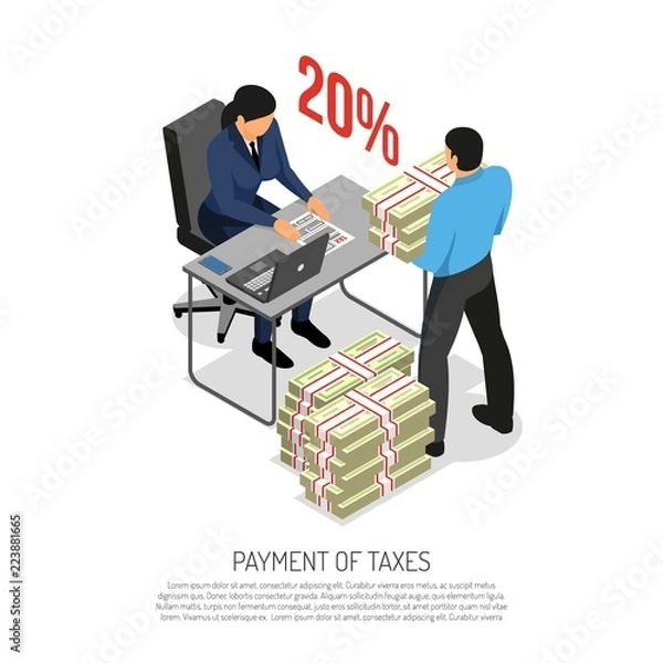 Fototapeta Tax Inspector Isometric Poster 