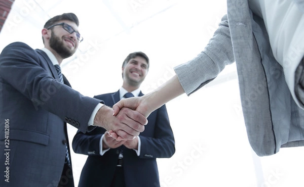 Fototapeta Handshake of business partners before the talks.