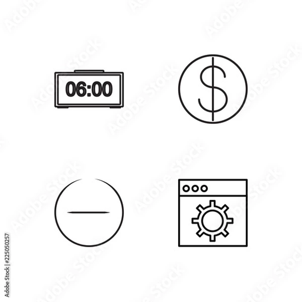 Fototapeta business simple outlined icons set