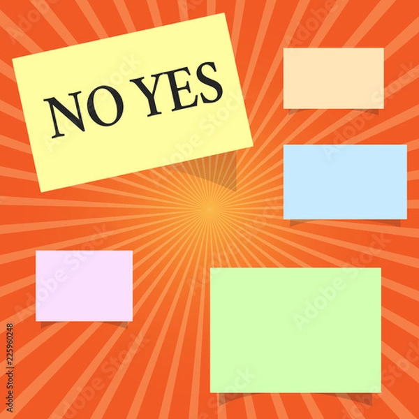 Fototapeta Text sign showing No Yes. Conceptual photo Answering question using these words to show acception or rejection.