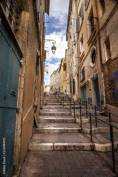 Fototapeta Marseille, South of France, Stairs to vieux quartiers Le Panier