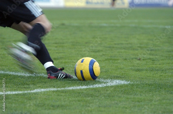 Fototapeta the football goalkeeper beats out a ball