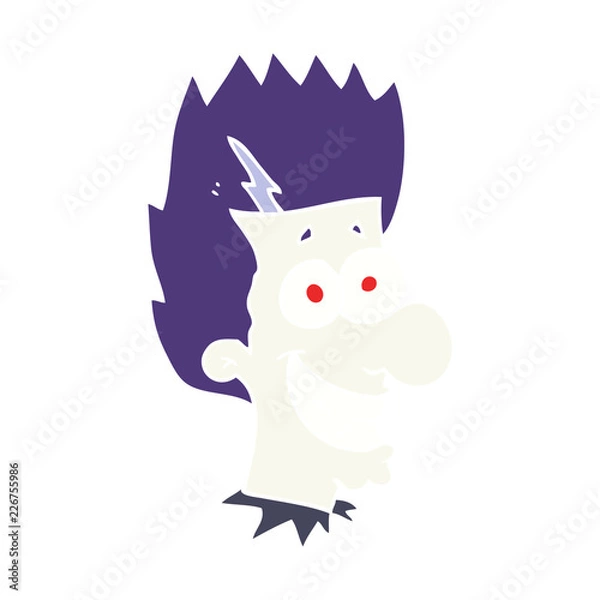 Fototapeta flat color illustration of a cartoon grinning vampire