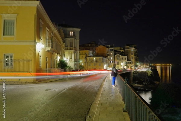 Fototapeta Lighttrails in the Old Town of Corfu, Greece