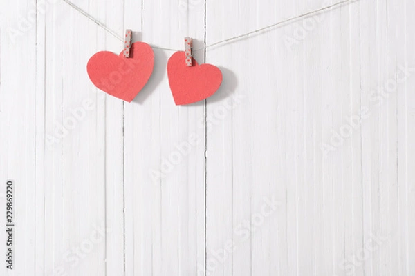 Fototapeta red paper heart on wooden background