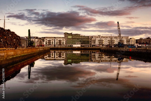 Fototapeta morning vew on row of buildings and industrial area at Galway Do