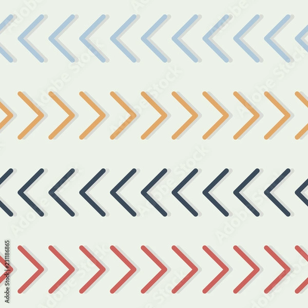 Obraz Arrows pointing right and left with shadows. Simple seamless geometric pattern. Different colors.  Abstract pattern.