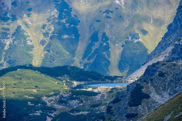 Fototapeta rocky mountain tops with hiking trails in autumn in Slovakian Tatra western Carpathian