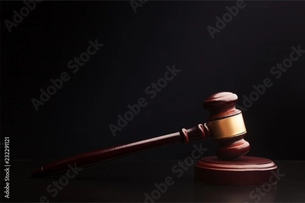 Fototapeta Justice Scales and books and wooden gavel on table. Justice