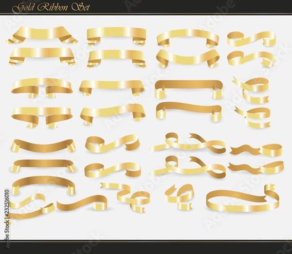 Obraz Set of gold ribbons on a light gray background