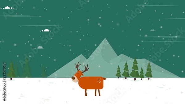 Fototapeta Animation of deer Christmas for merry Christmas