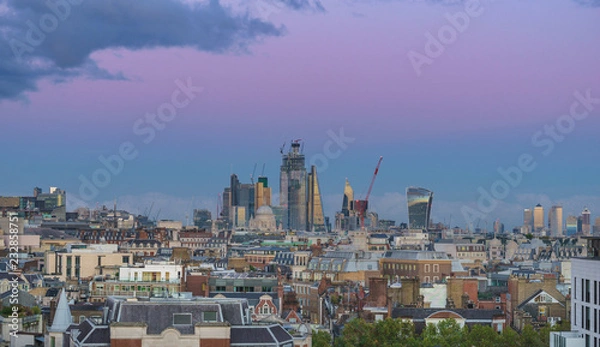 Fototapeta Aerial view of central London at sunset