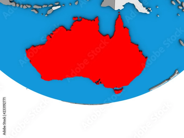 Fototapeta Australia on simple political 3D globe.