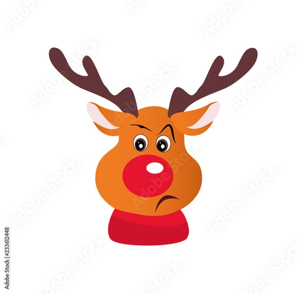 Fototapeta Dissatisfied cartoon deer. Vector illustration