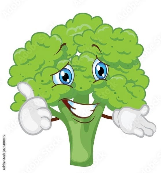 Fototapeta broccoli character cartoon. vector illustration