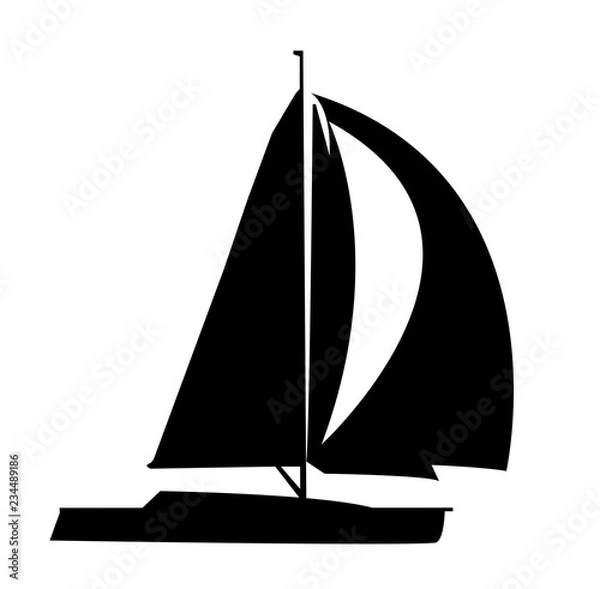 Fototapeta Sailing boat vector silhouette