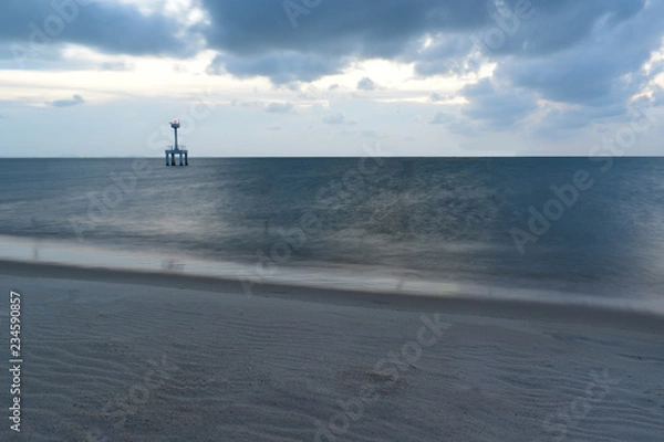 Fototapeta tropical beach and soft sea with blue sky