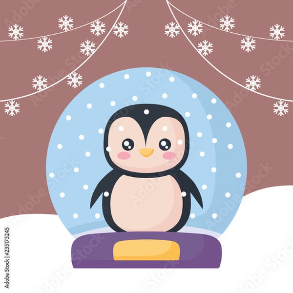 Fototapeta Christmas penguin design 