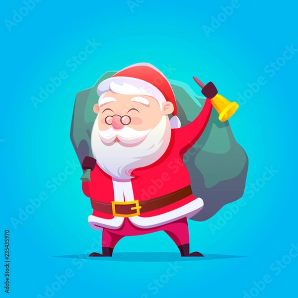 Fototapeta Cartoon Santa Claus. Vector illustration. Merry Christmas. Postcard.