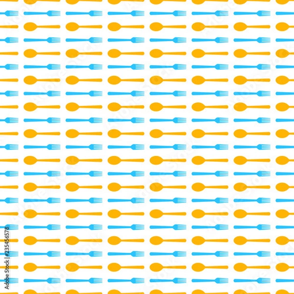 Fototapeta Seamless pattern with spoons and forks. Vector illustration.