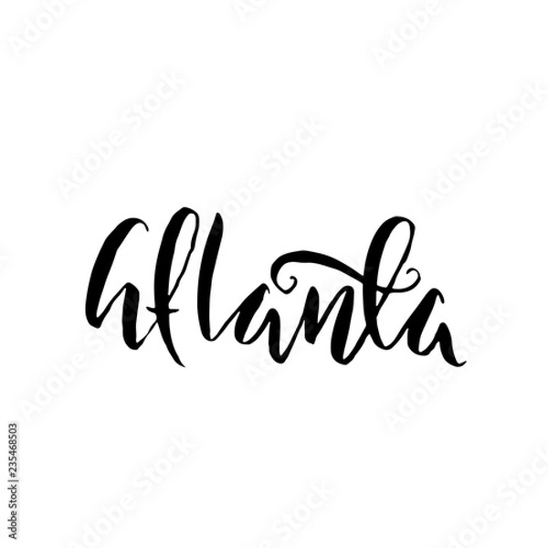 Obraz Atlanta, USA. Typography dry brush lettering design. Hand drawn calligraphy poster. Vector illustration.