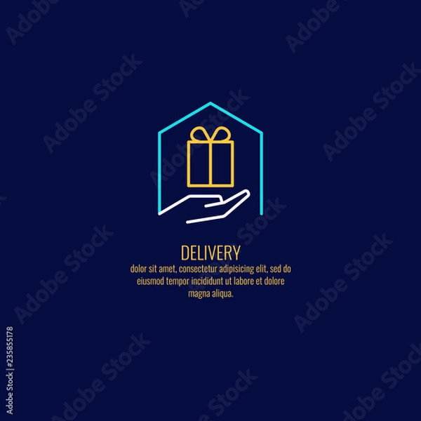 Fototapeta Linear icon for service on delivery and packaging of products.