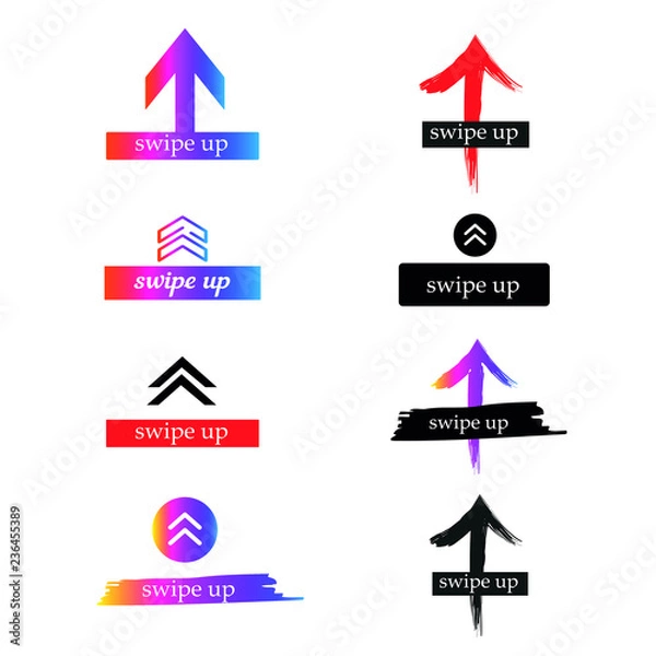 Fototapeta Swipe up set stories vector. Stories swipe button, vector illustration