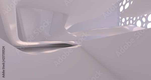 Fototapeta White smooth abstract architectural background. 3D illustration and rendering