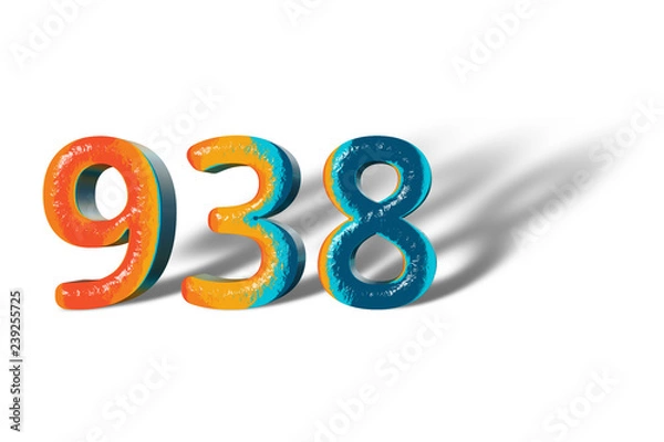 Fototapeta 3D Number 938 nine hundred thirty eight lively colours