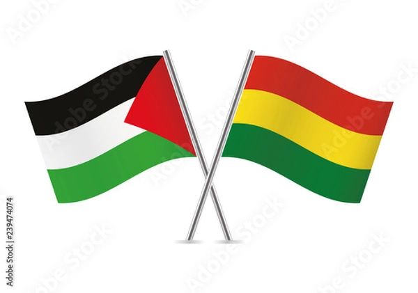 Obraz Palestine and Bolivia flags. Vector illustration.