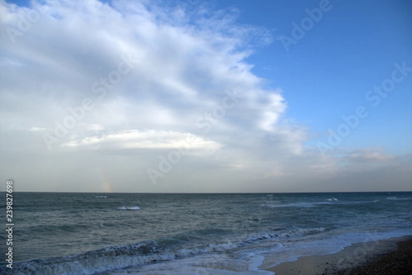 Fototapeta sea and sky,panorama,nature,seascape,wave,horizon,blue,view